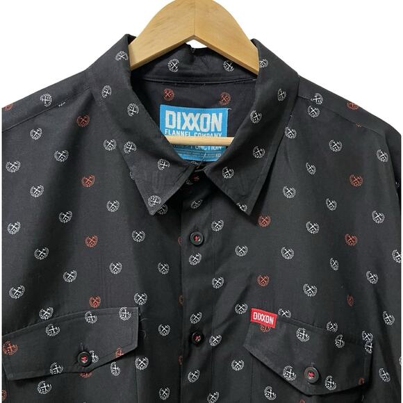 Dixxon Flannel Co Mens Lucky 13 Short Sleeve Button Up Shirt Size 3X Black - Picture 2 of 7